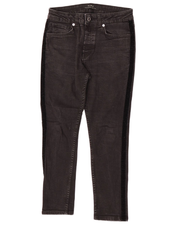 Zara Mens Cropped Jeans EU 38 Small W30 L24 Bloque de color negro