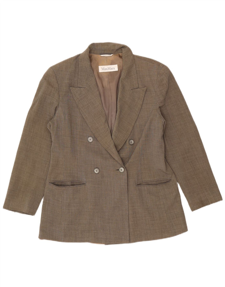 Chaqueta tipo blazer con doble botonadura para mujer Max Mara UK 46 Large Khaki Virgin Wool
