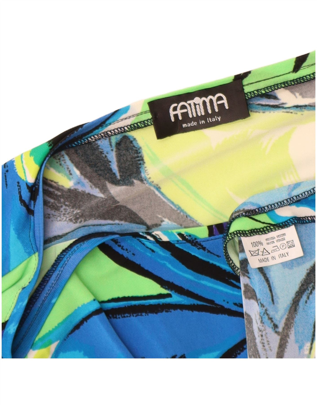 Vintage mujer top 3/4 manga Reino Unido 12 medio multicolor floral viscosa