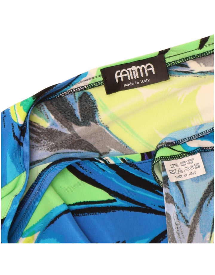 Vintage mujer top 3/4 manga Reino Unido 12 medio multicolor floral viscosa