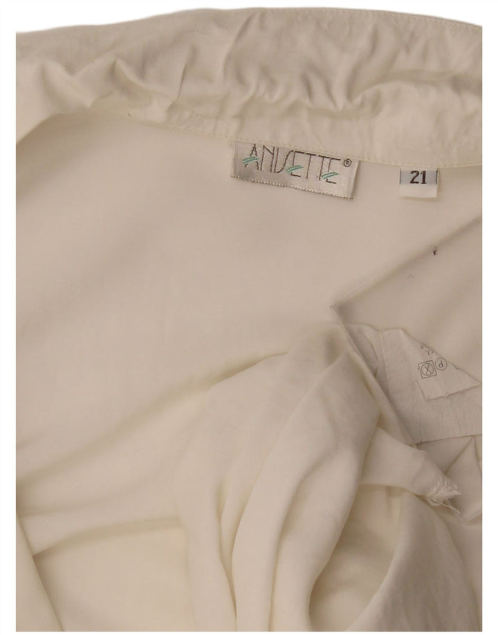 Vintage mujer manga corta camisa blusa Reino Unido 18 XL blanco