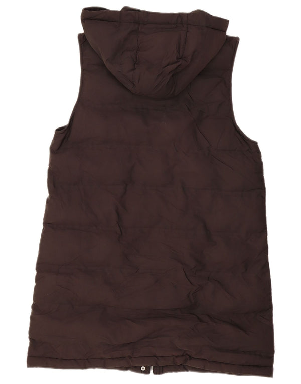 Zara Mujer Chaleco Largo Largo Acolchado Con Capucha UK 44 Medium Negro