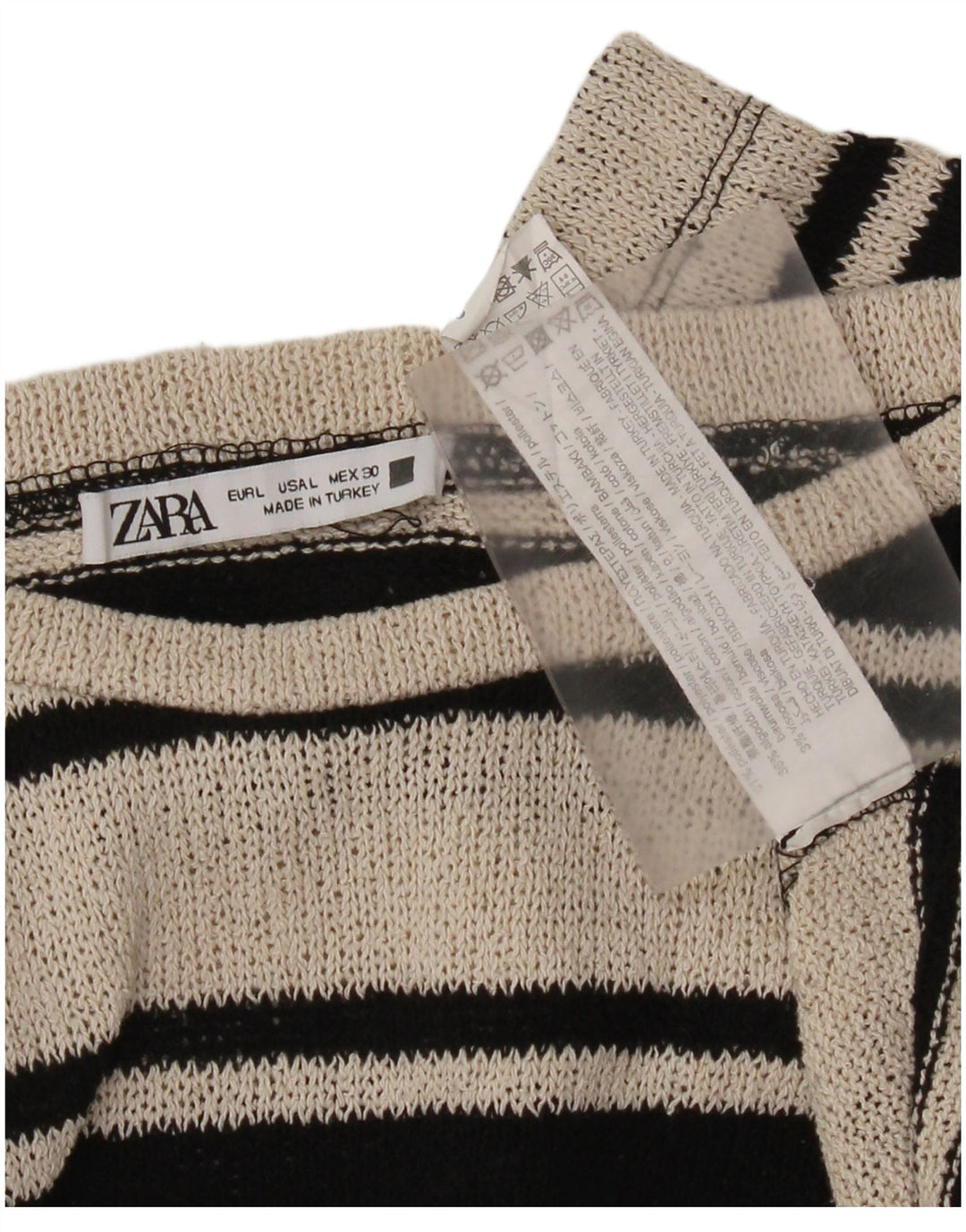 Zara - Jersey extragrande con cuello barco para mujer, talla 40, talla grande, color negro, a rayas