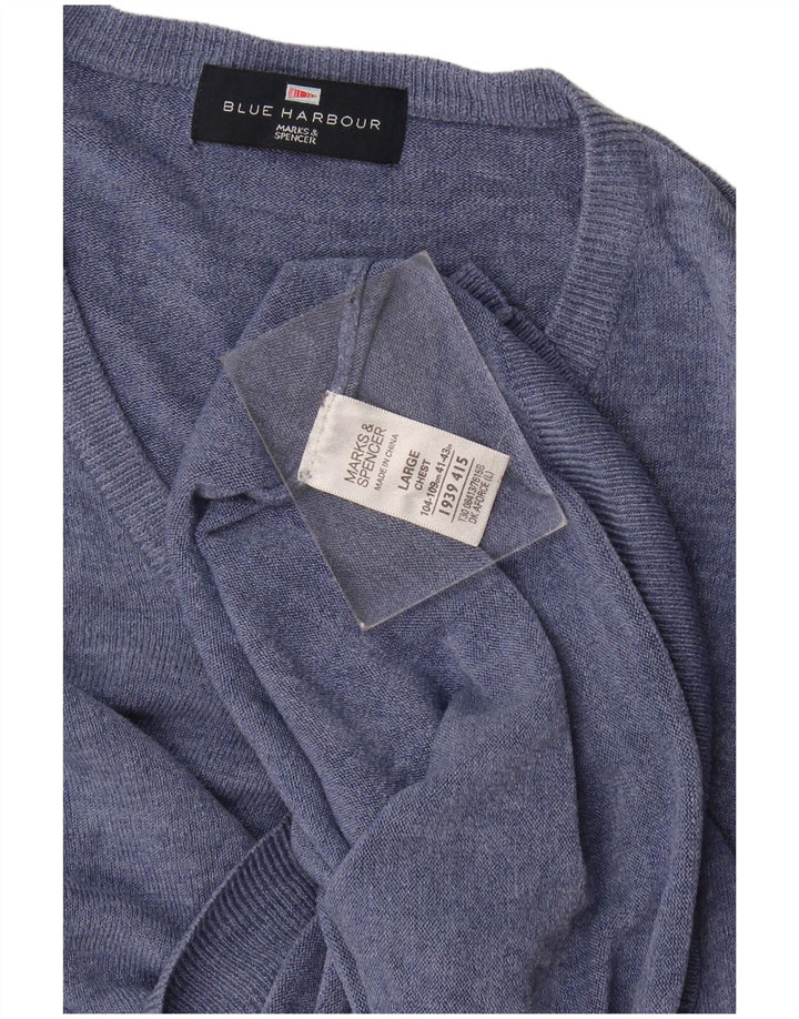 Marks & Spencer Suéter con Cuello en V Blue Harbor para Hombre Acrílico Azul Grande
