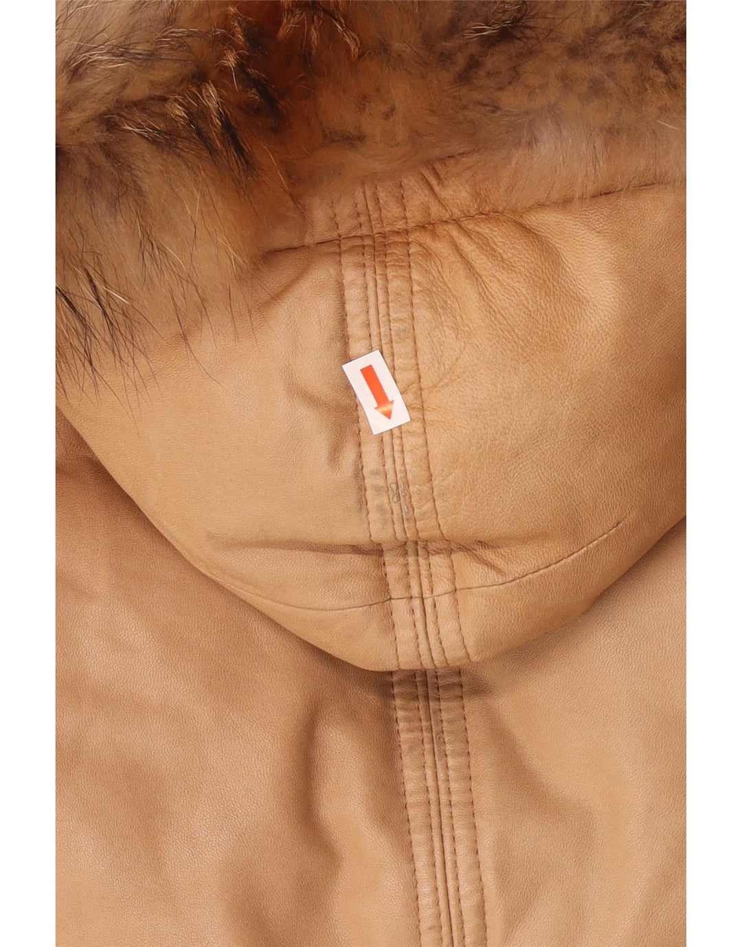 PEUTEREY Chaqueta de cuero acolchada con capucha para mujer UK 10 Small Brown Leather