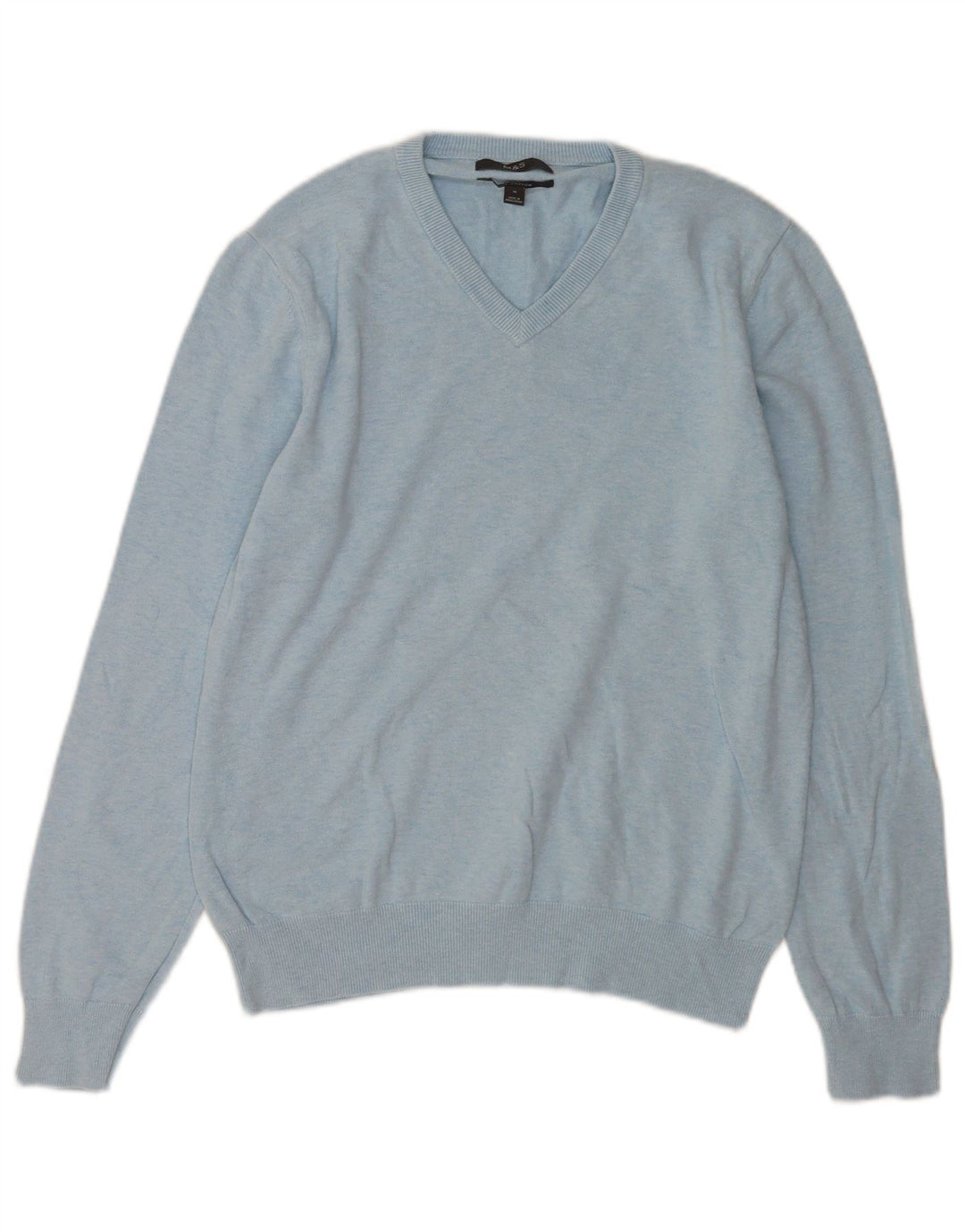 Marks & Spencer Jersey con cuello en V para hombre de algodón azul medio