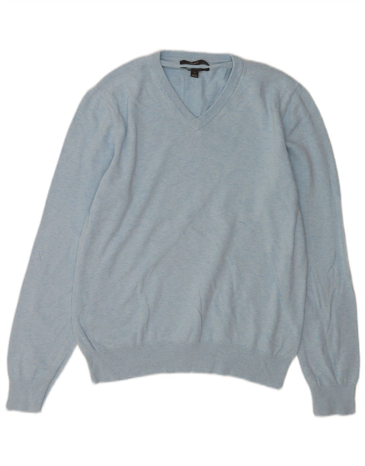 Marks & Spencer Jersey con cuello en V para hombre de algodón azul medio