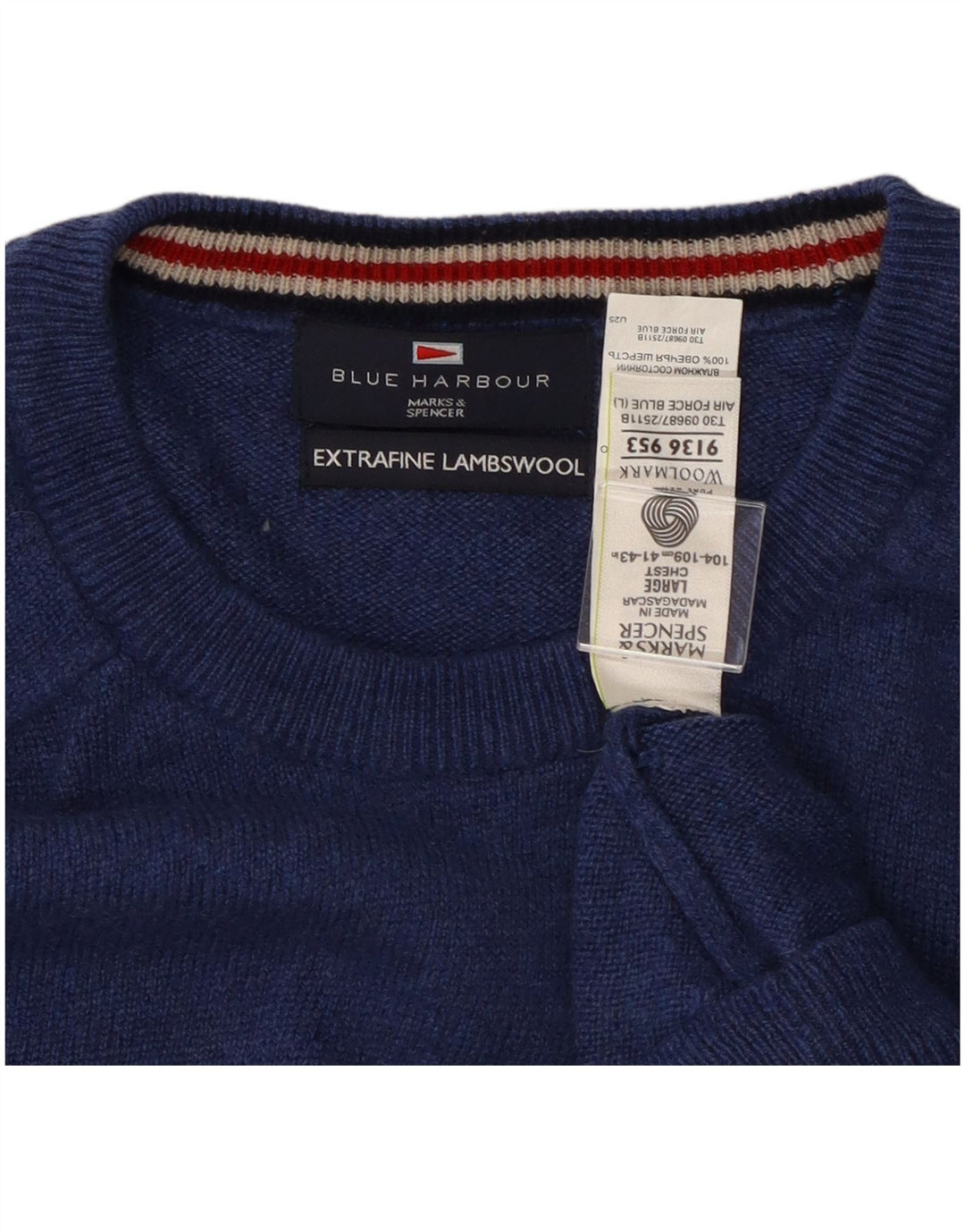 MARKS & SPENCER Suéter tipo jersey con cuello redondo en azul Harbor para hombre Lana azul grande