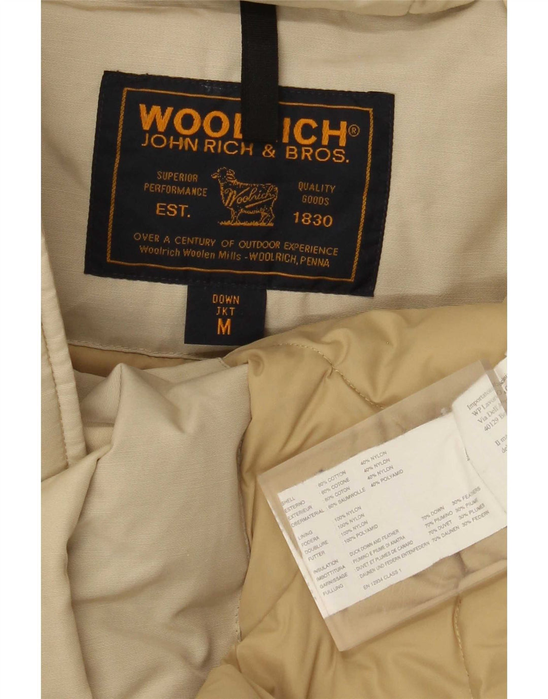 Woolrich Abrigo acolchado con capucha para mujer Reino Unido 44 Algodón beige medio