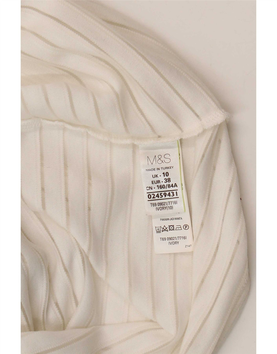 Marks & Spencer Top para mujer de manga larga UK 40 Small White Pinstripe