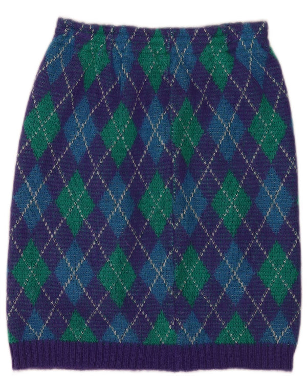 Falda lápiz de punto vintage para mujer IT 34 2XS W26 Argyle/Diamante multicolor