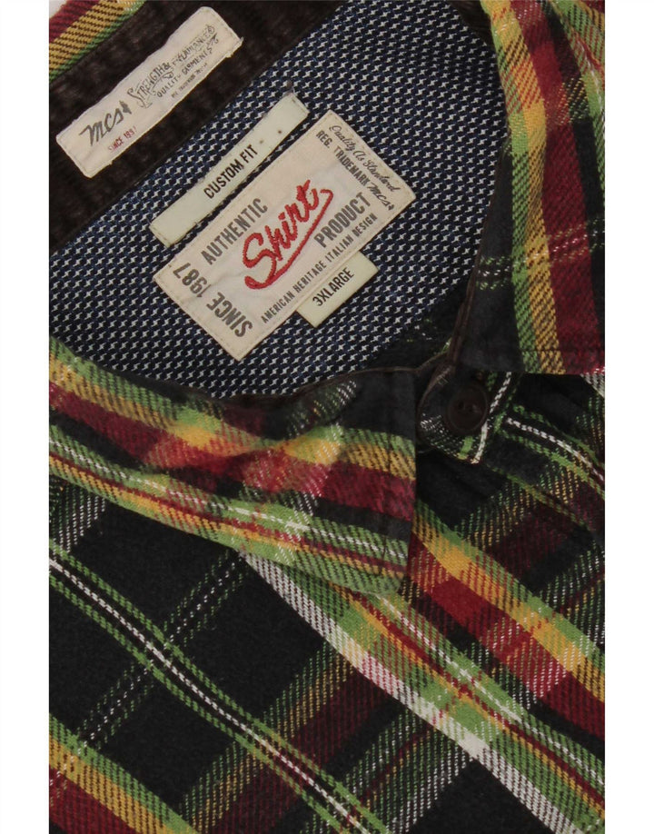 Marlboro Classics Camisa de franela de ajuste personalizado a cuadros para hombre 3XL Black Check
