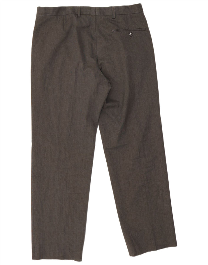 Marks & Spencer Pantalón de traje regular recto para hombre W34 L29 Poliéster gris