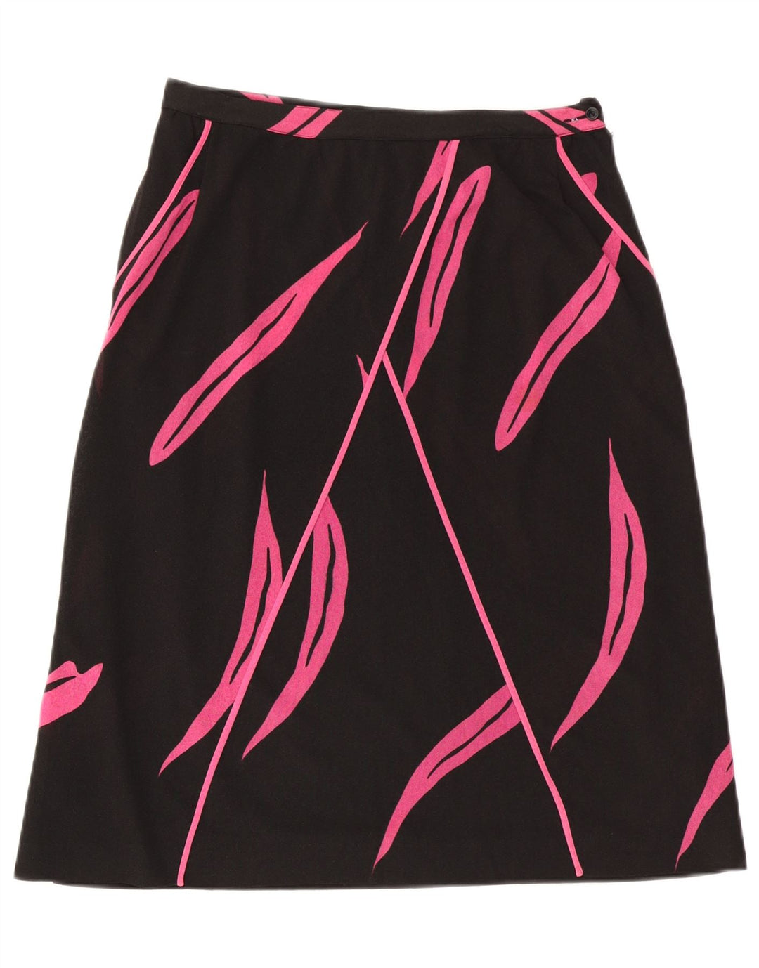 VINTAGE Falda de línea A con patrón abstracto para mujer IT 46 Grande W32 Negro