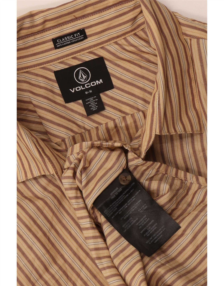 Camisa Volcom de manga corta con corte clásico y poliéster a rayas en color beige medio