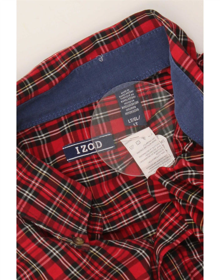 Camisa De Hombre Izod Large Algodón A Cuadros Rojos