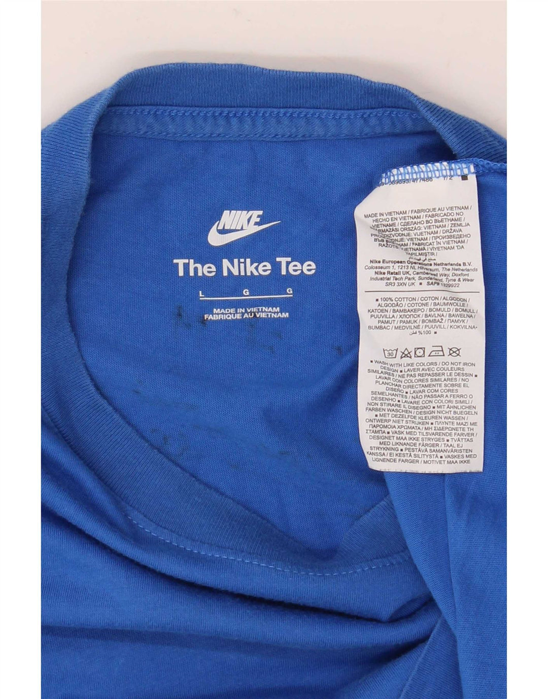 Camiseta Nike Hombre Top Grande Azul Algodón