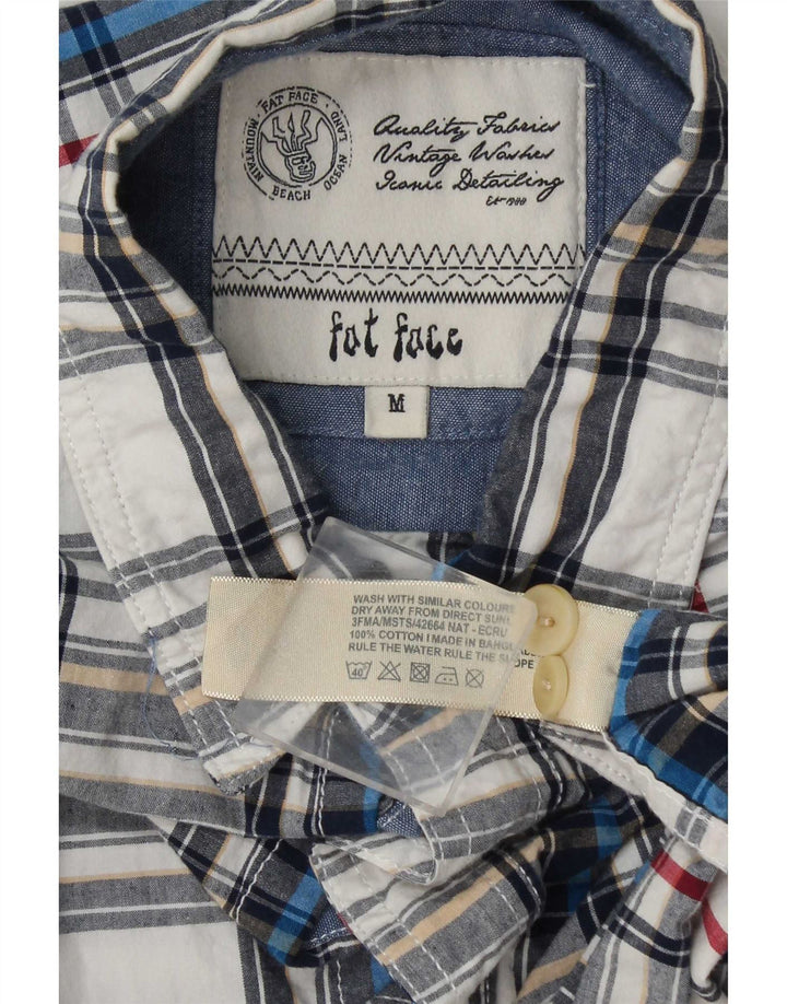 Camisa de hombre Fat Face Mediana de algodón a cuadros blancos