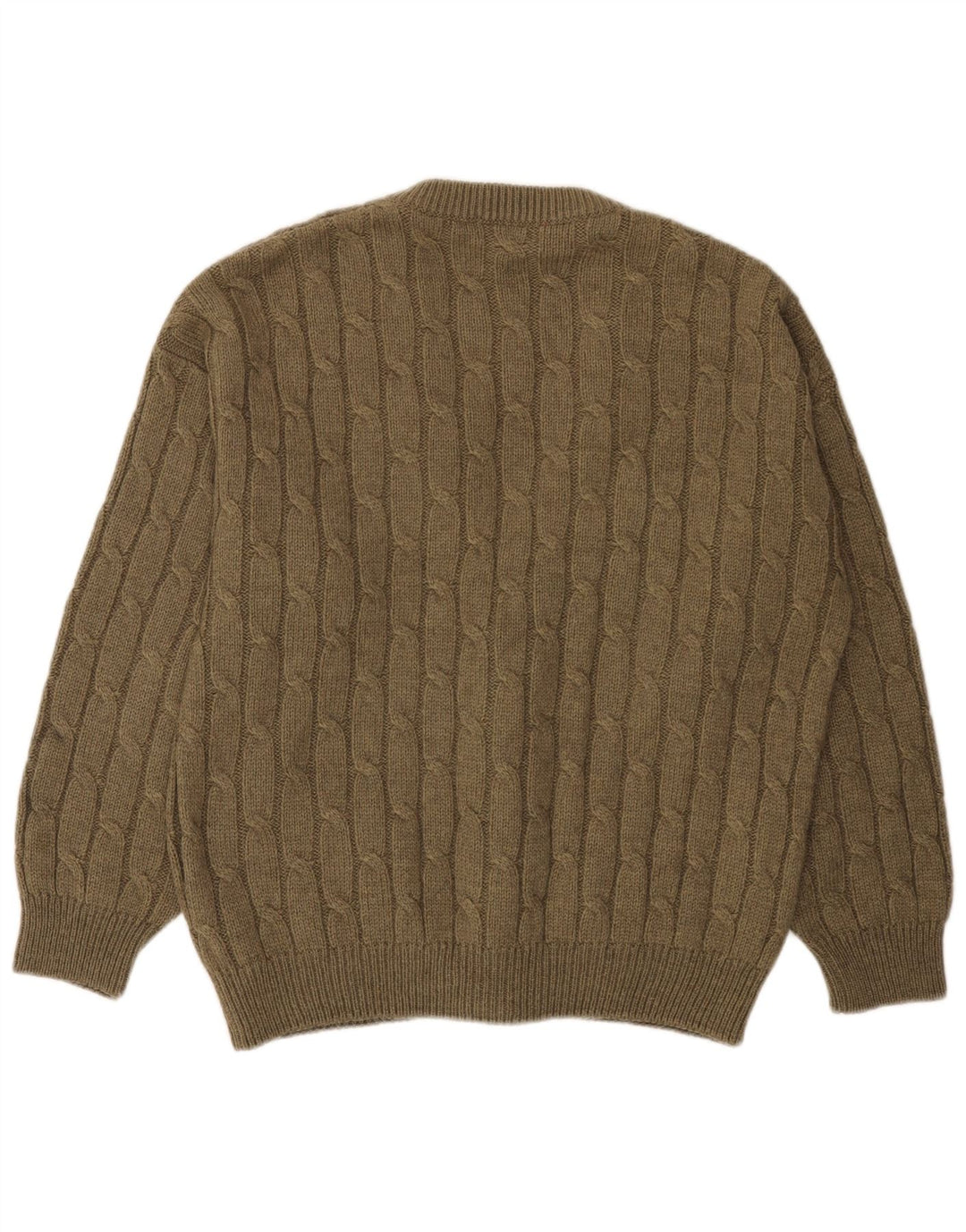 Vintage hombres Cardigan suéter grande caqui