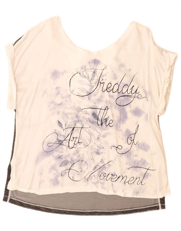 Freddy Camiseta extragrande con gráfico para mujer UK 10 Small White Colourblock