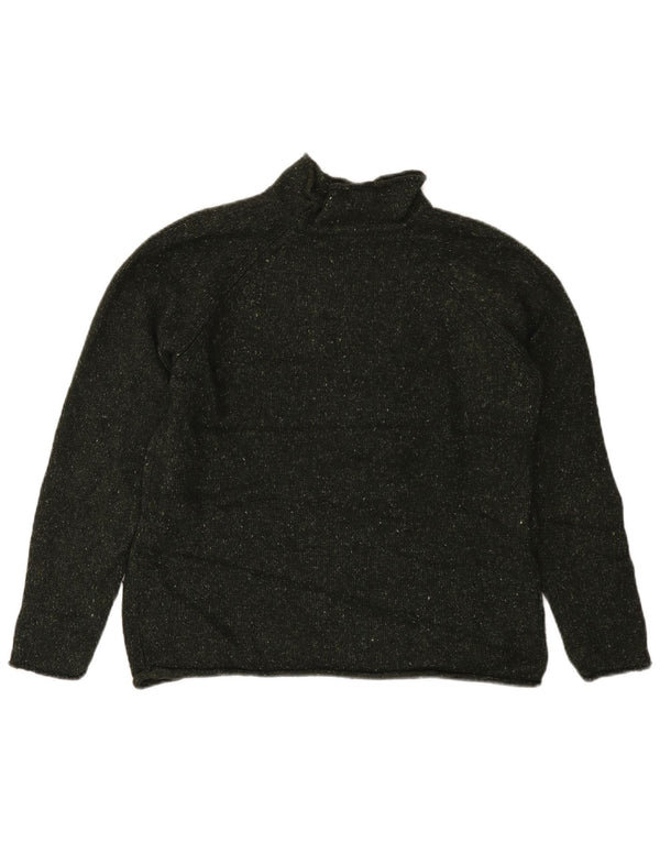 EDDIE BAUER Suéter tipo jersey con cuello alto para mujer UK 14 Medium Khaki Moteado