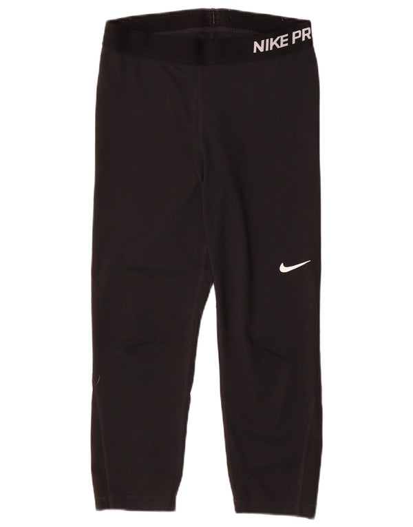 Nike Dri Fit Graphic Capri Leggings para mujer UK 12 Mediano Negro Poliéster