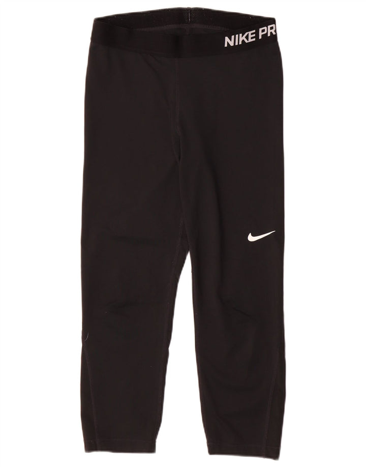 Nike Dri Fit Graphic Capri Leggings para mujer UK 12 Mediano Negro Poliéster