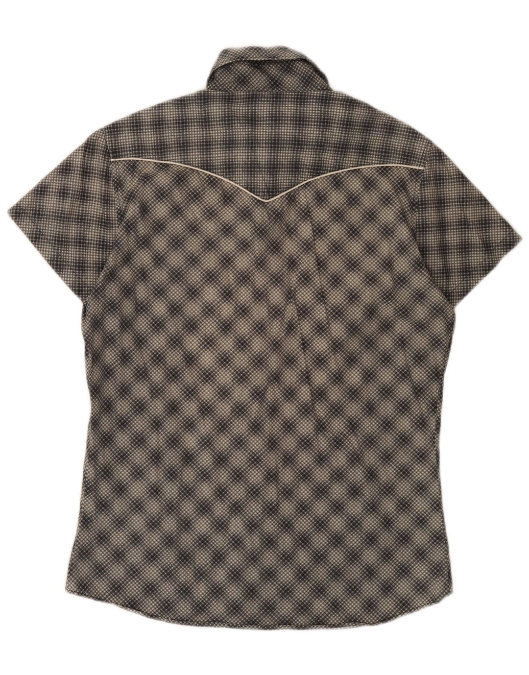 ENERGIE Camisa de manga corta para hombre de algodón a cuadros gris grande