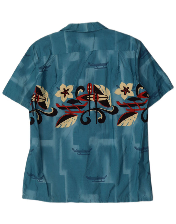 RJC Camisa gráfica de manga corta para hombre Algodón floral azul grande