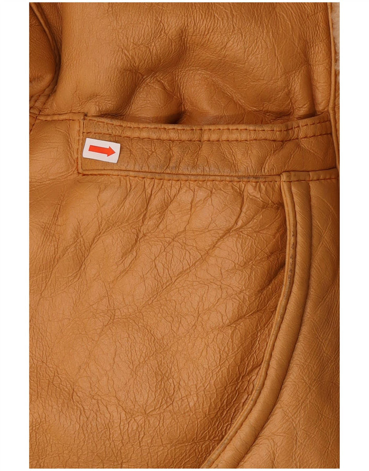 Chaqueta de piel de oveja vintage para hombre IT 52 XL Marrón Shearling