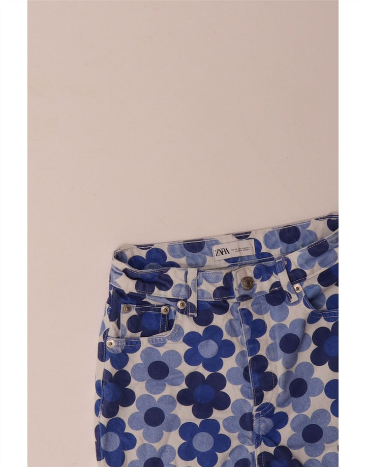 ZARA Vaqueros Rectos Mujer EU 32 2XS W22 L28 Azul Floral