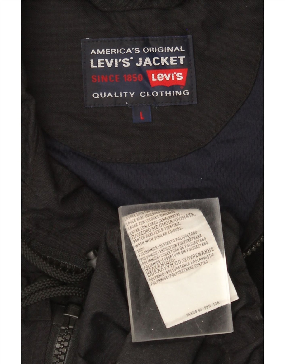Levi's Chaqueta impermeable con capucha para hombre UK 40 Large Poliamida negra