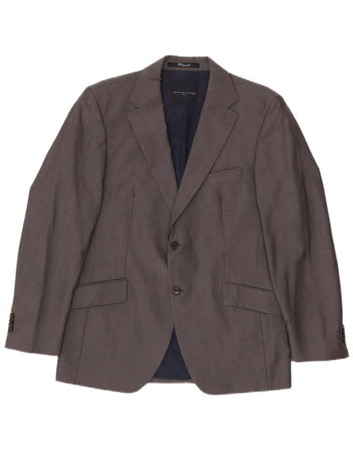 TOMMY HILFIGER Chaqueta tipo blazer de 2 botones a medida para hombre UK 38 Gris medio