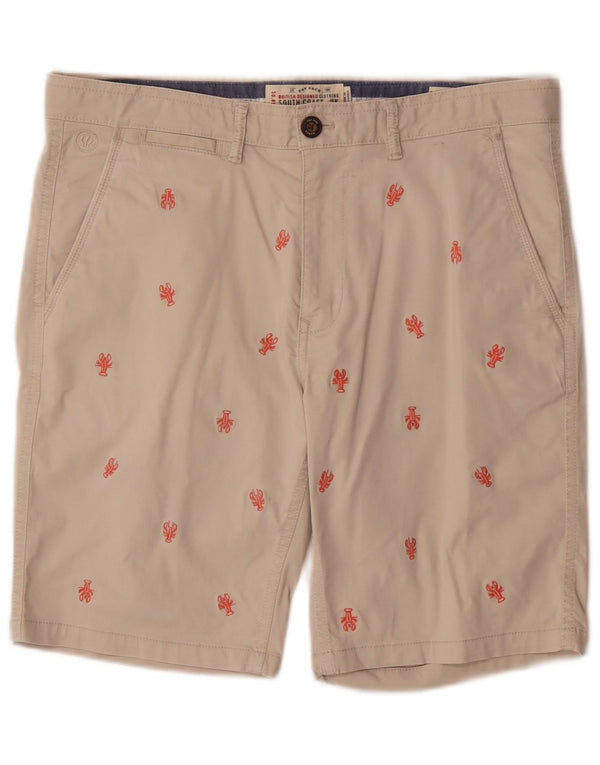Superdry Pantalones cortos chinos para hombre W34 Large Beige Spotted Cotton