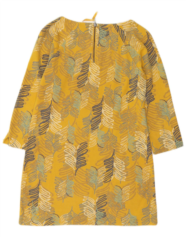 WHITE STUFF Vestido recto de manga 3/4 para mujer UK 10 Pequeño algodón floral amarillo