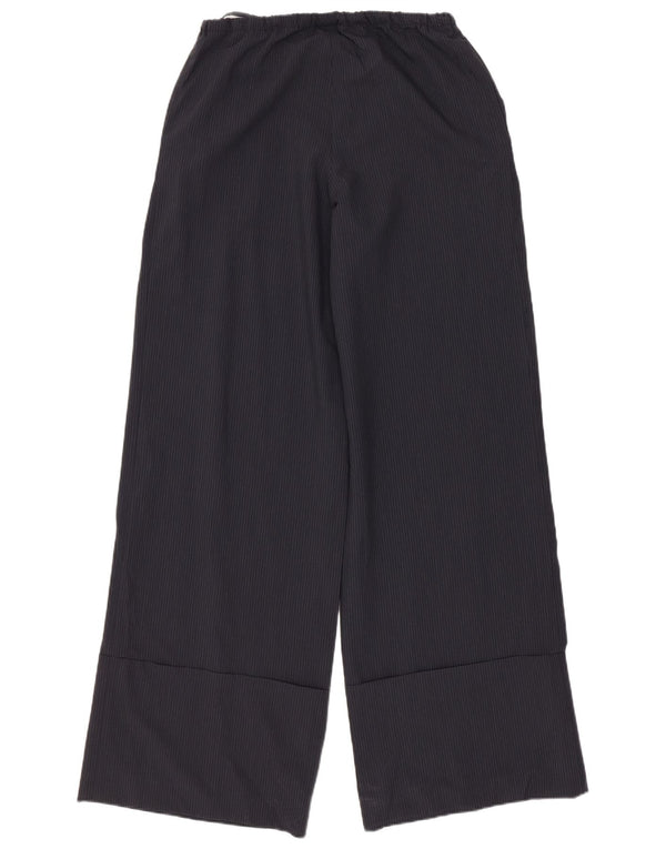 Zara Mujer Pantalones Anchos Pequeños W26 L30 Gris Pinstripe