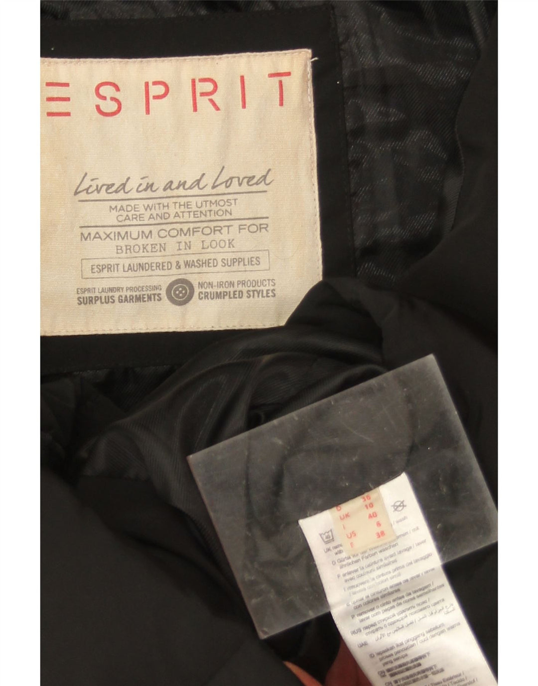 Esprit Chaqueta acolchada extragrande con capucha para mujer UK 10 Small Poliéster negro