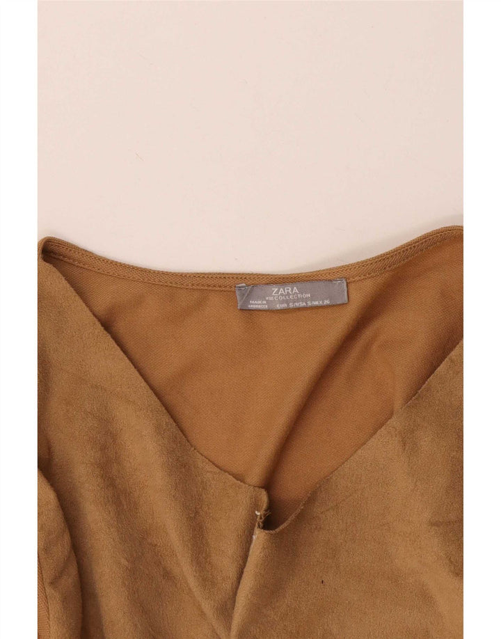 Zara Mujer Blusa Top UK 10 Small Marrón