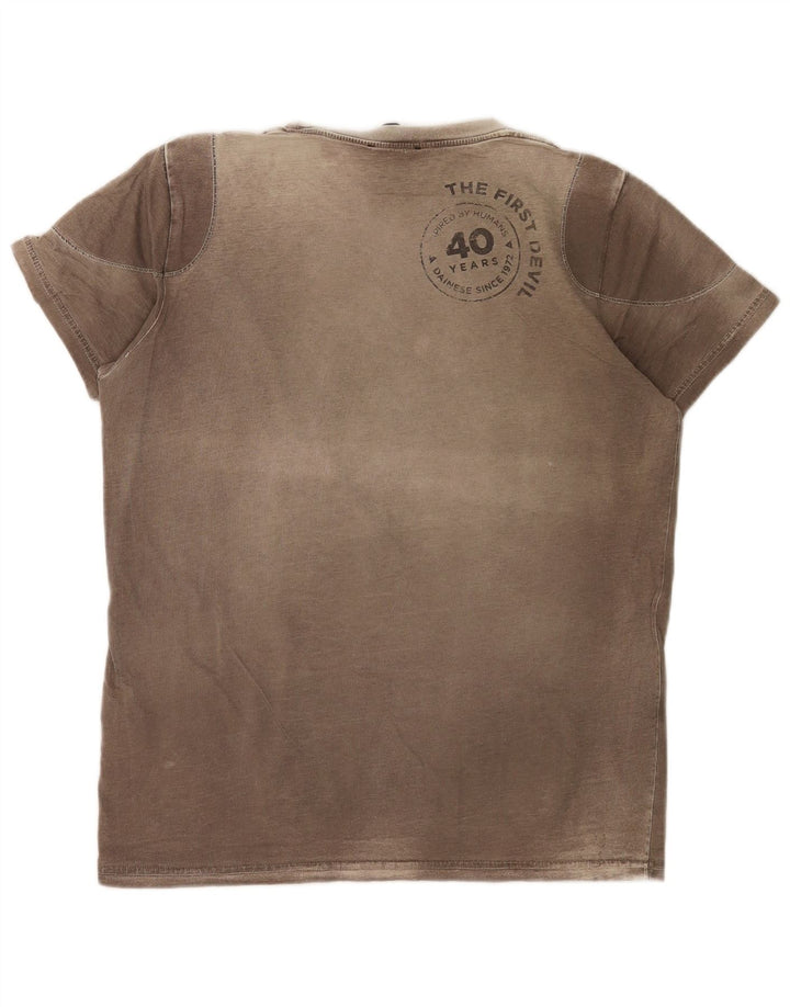 Dainese Hombre Camiseta Gráfica Top Algodón Marrón Medio