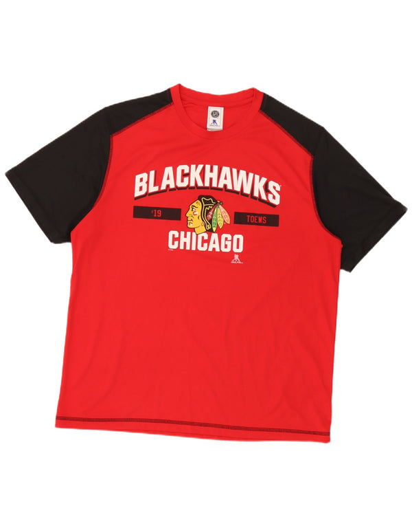 NHL Mens Chicago Blackhawks Graphic T-Shirt Top XL Red Colourblock