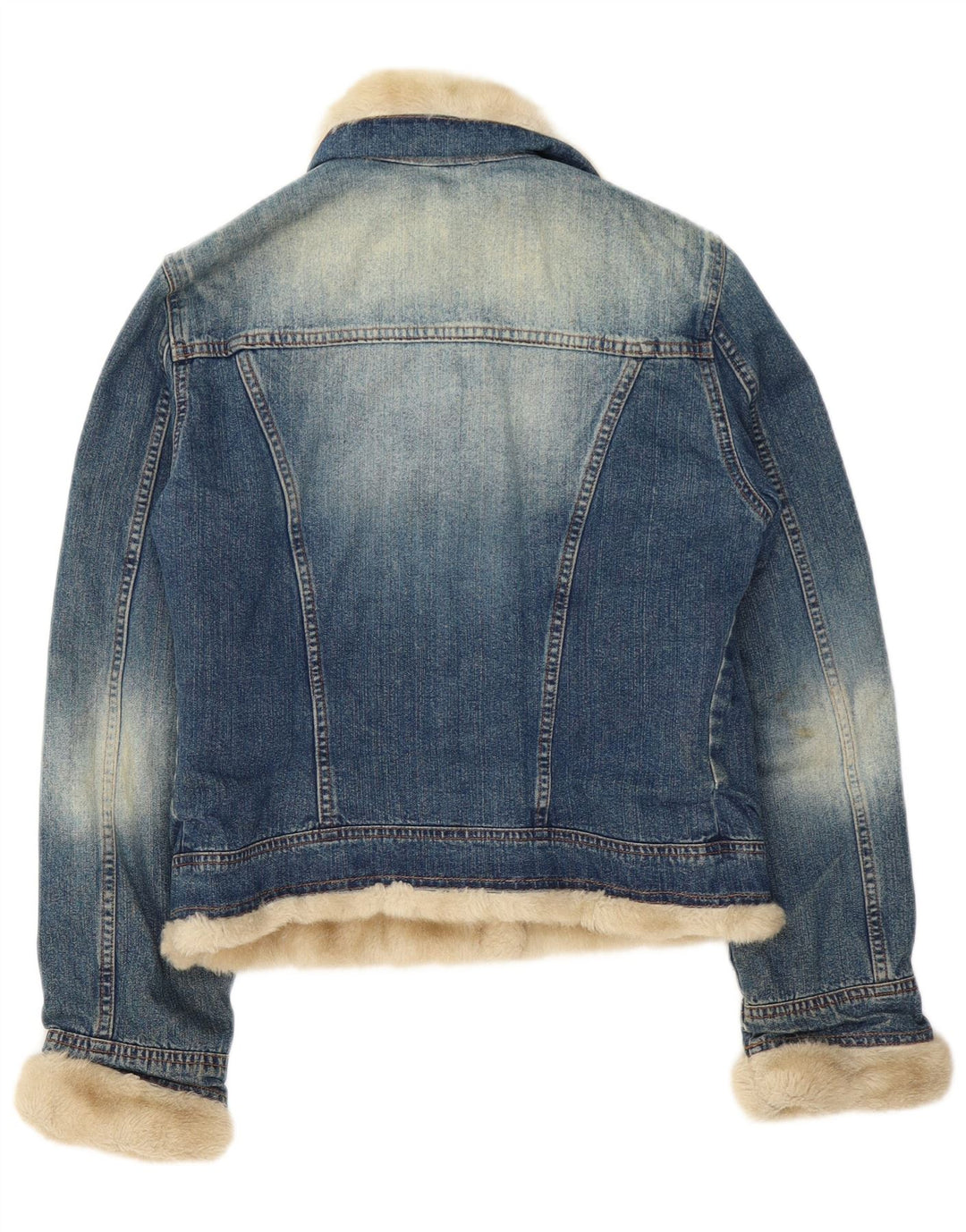 Liu Jo Chaqueta Vaquera Sherpa para Mujer UK 10 Small Azul Algodón