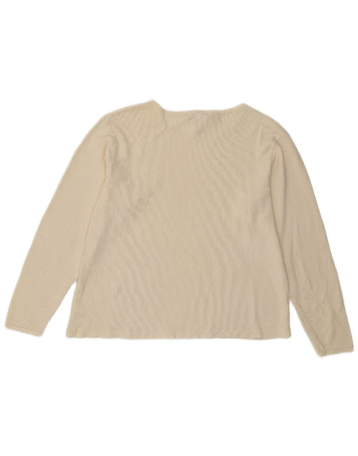 EDDIE BAUER Camiseta de mujer de manga larga UK 16 Grande de algodón blanco roto