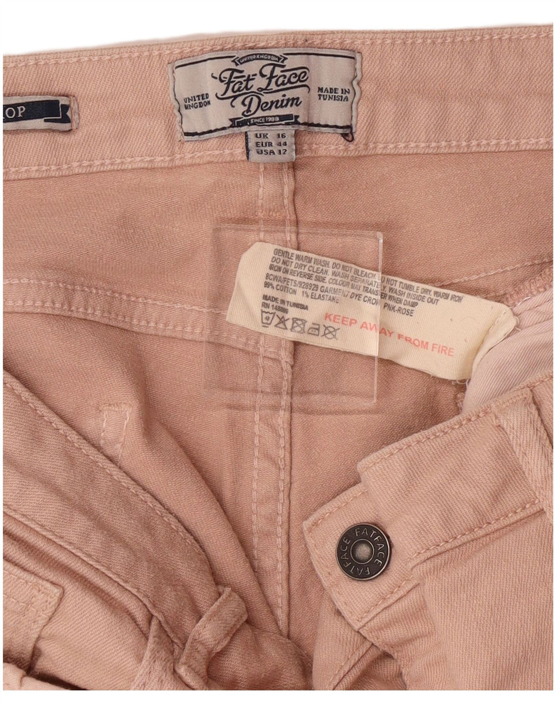 FAT FACE Vaqueros recortados para mujer UK 16 Large W34 L23 Algodón rosa