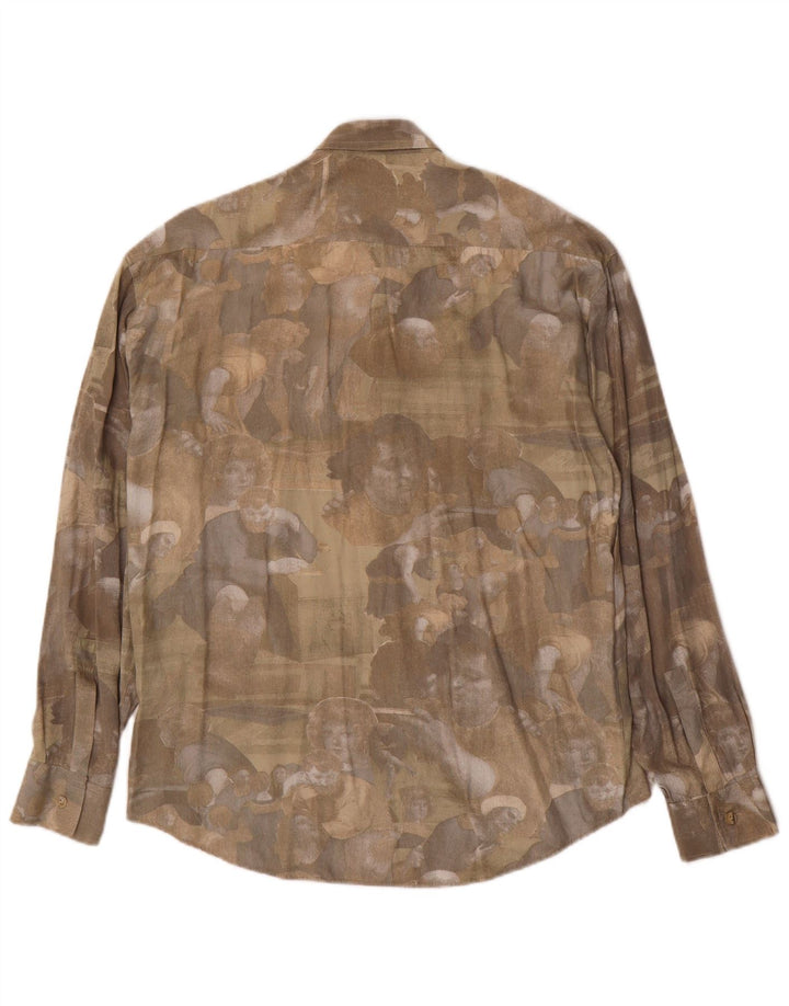 Camisa gráfica vintage para hombre Viscosa caqui mediana