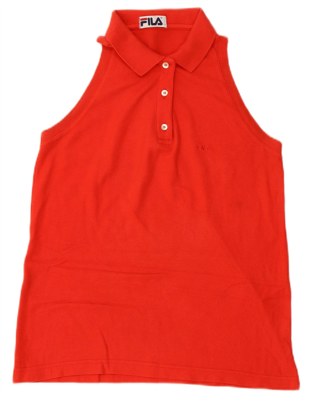 FILA Polo sin mangas para mujer IT 46 Large Red Cotton