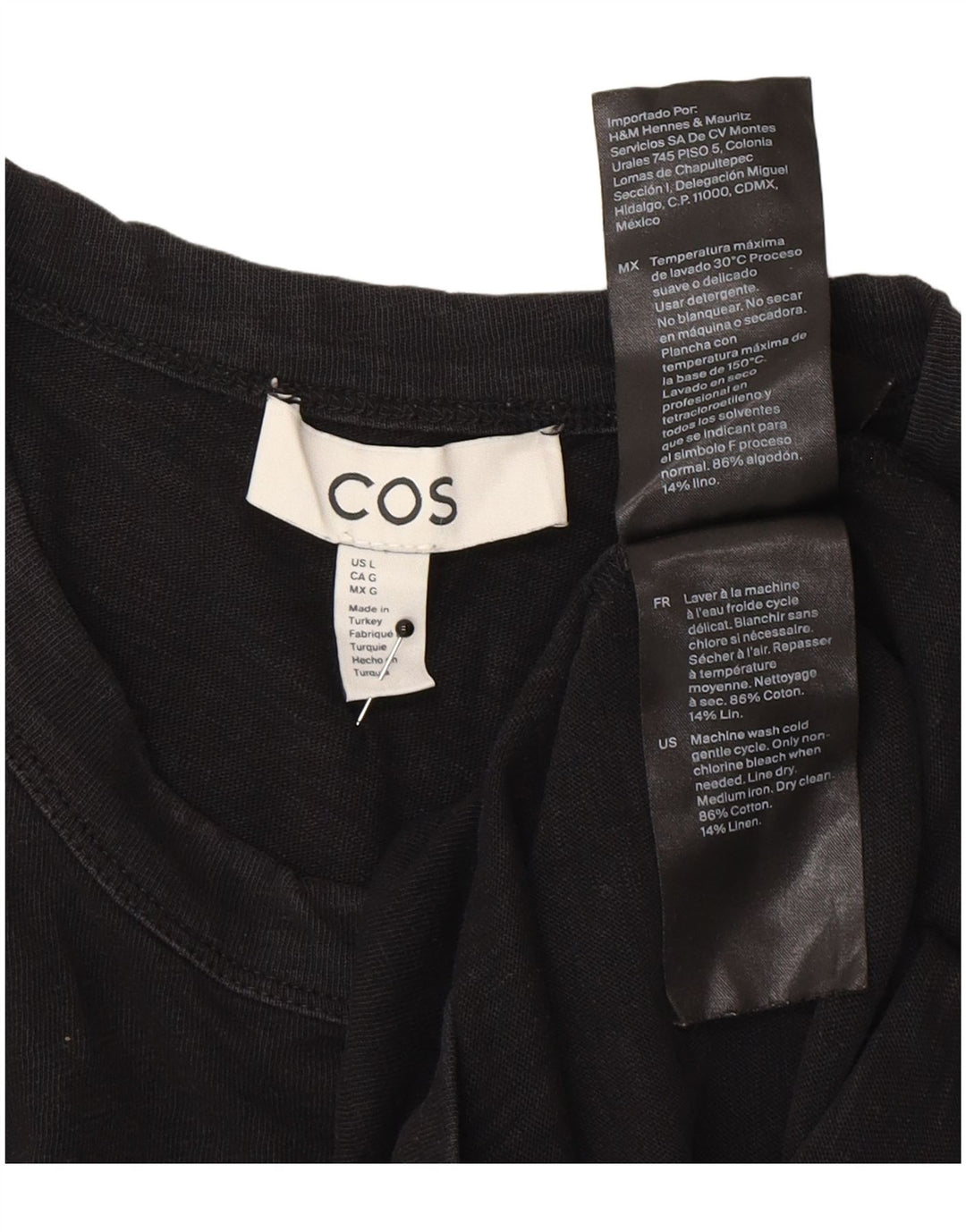 Cos camiseta para hombre Top grande de algodón negro