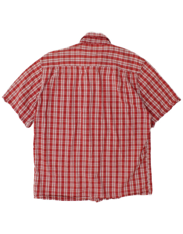 WRANGLER Camisa de manga corta para hombre de algodón a cuadros rojos grandes