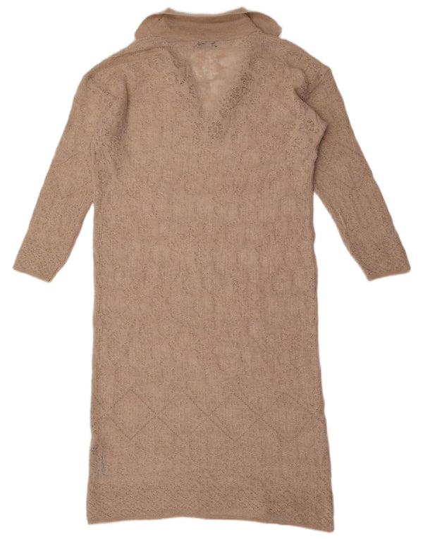 Zara Vestido tipo jersey extragrande de manga larga para mujer UK 10 Small Beige Acrílico