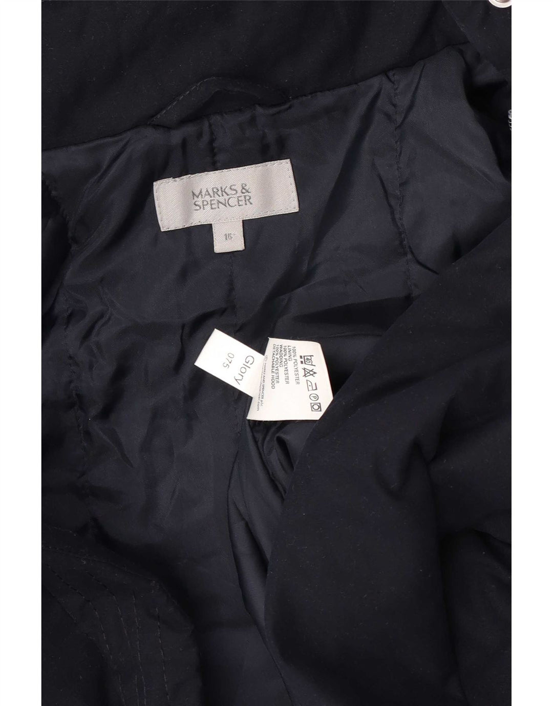 Marks & Spencer Chaqueta cortavientos con capucha para mujer UK 46 Grande Azul marino