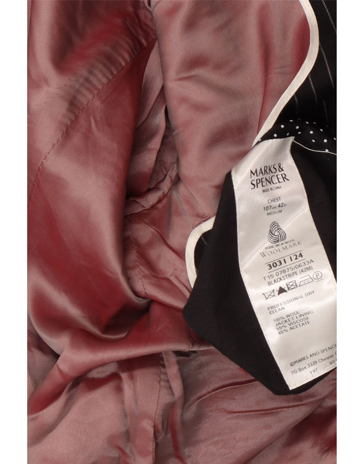 Marks & Spencer Chaqueta tipo blazer con 1 botón para hombre UK 38 Medium Black Pinstripe